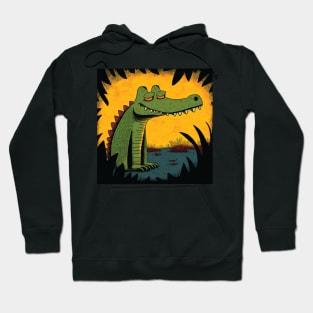 Sly Crocodile Illustration Hoodie